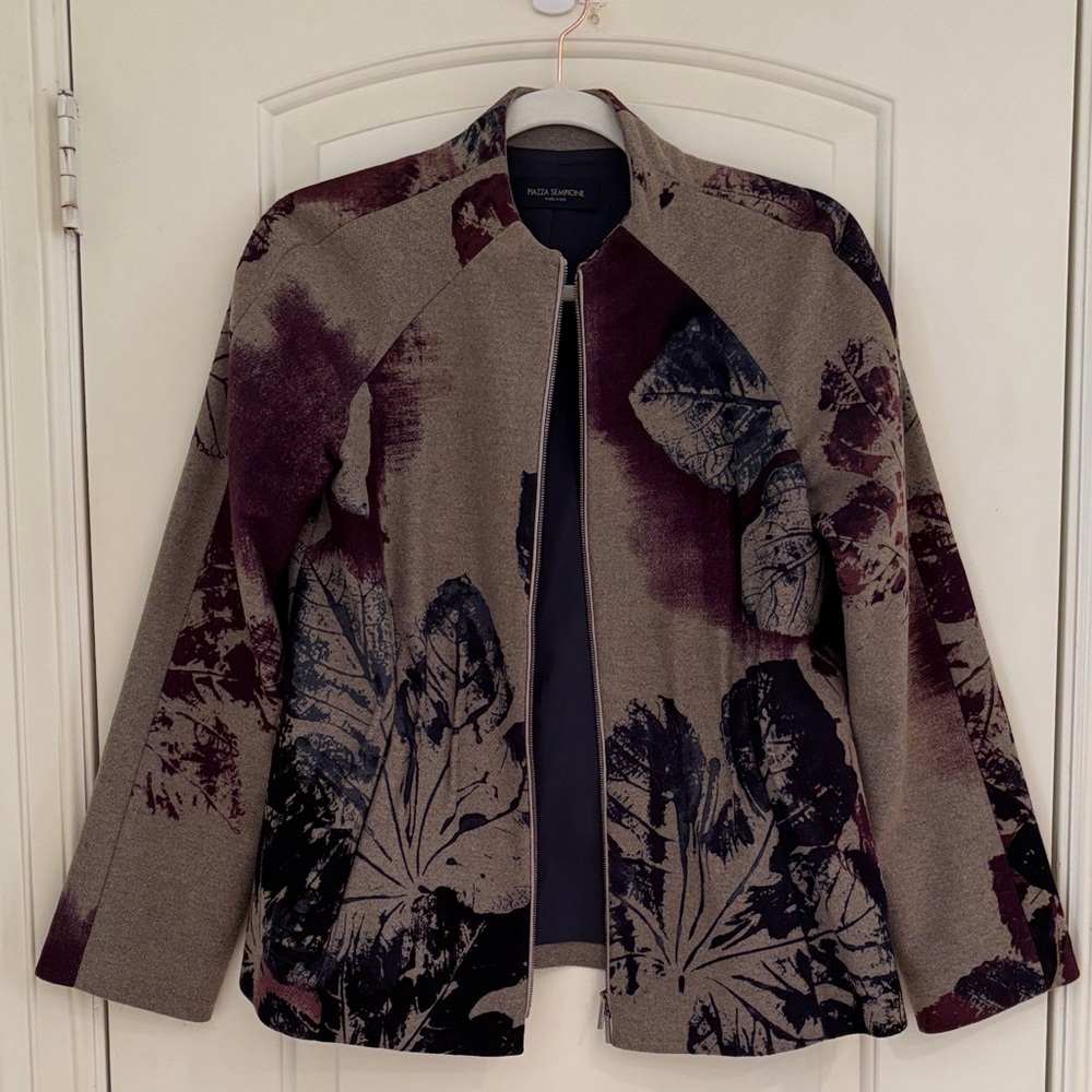 Piazza Sempione Virgin Wool Leaf Print Blazer